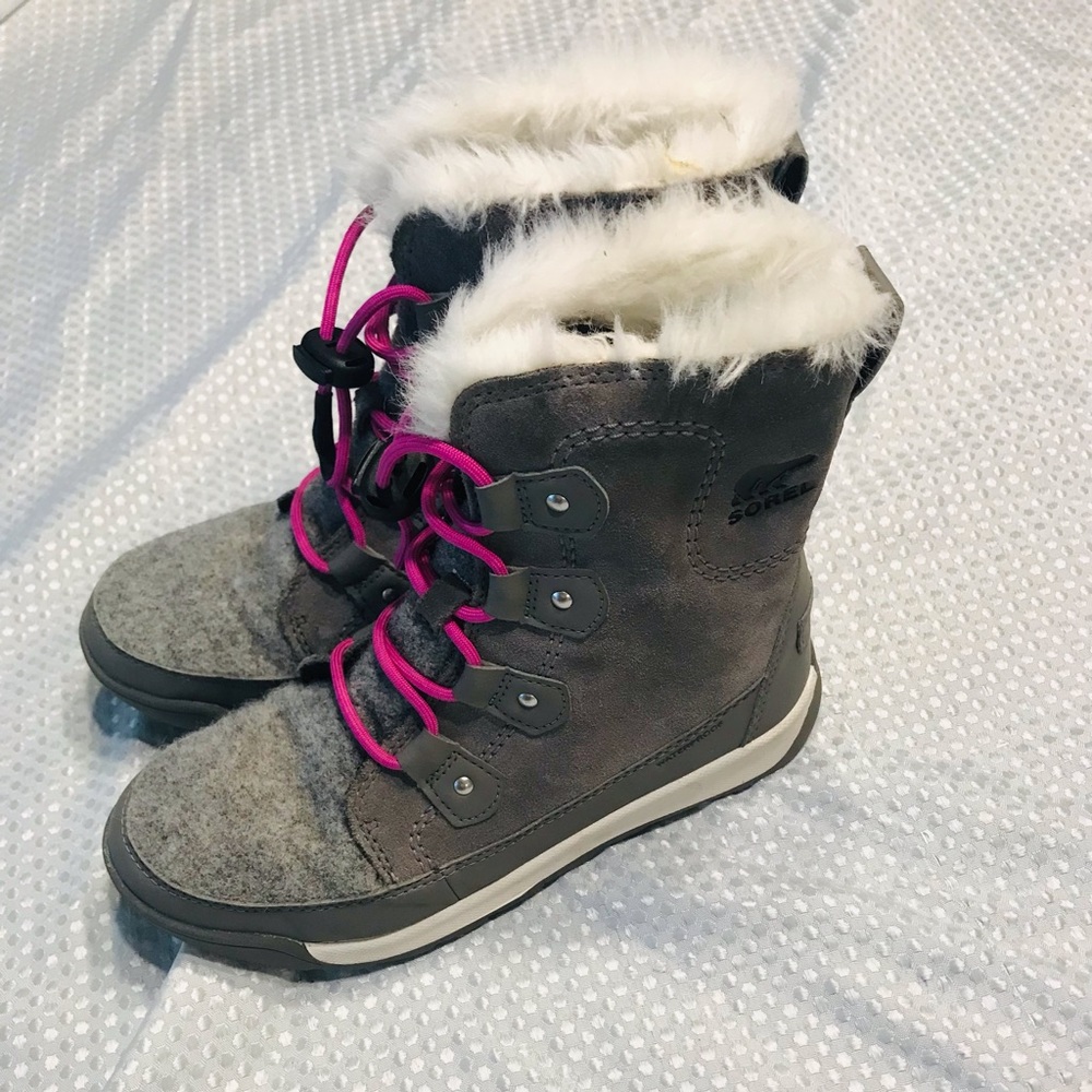 Sorel Kids Boots Gray with Pink Accents